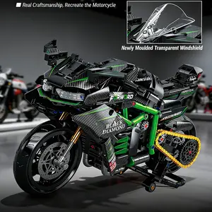 Kawasaki H2 Motorcycle 1:8 Scale Model with Transparent Windshield High-Difficulty Toy for Boys & Girls Collectible Gift Real Craftsmanship - Rc Supercar Kit