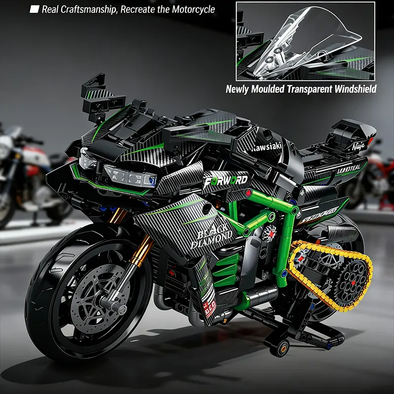 Kawasaki H2 Motorcycle Mechanical Assembly 1:8 Scale Giant High