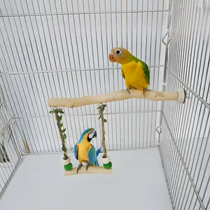 Parrot Stand Bar Swing Toy, Bird Cage Accessories, Random Color, Parrot Plaything, Wood Birdcage Stationary Lever, Pet Supplies