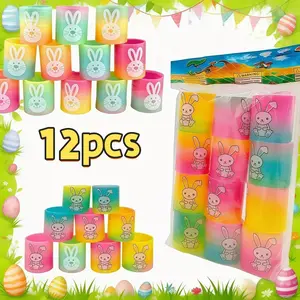 12 Piece Mini Easter Bunny Bounce Set, Perfect Party Gift, Party Favor Packs, School Prize, Basket Pinata Filler, Birthday Party Small Present