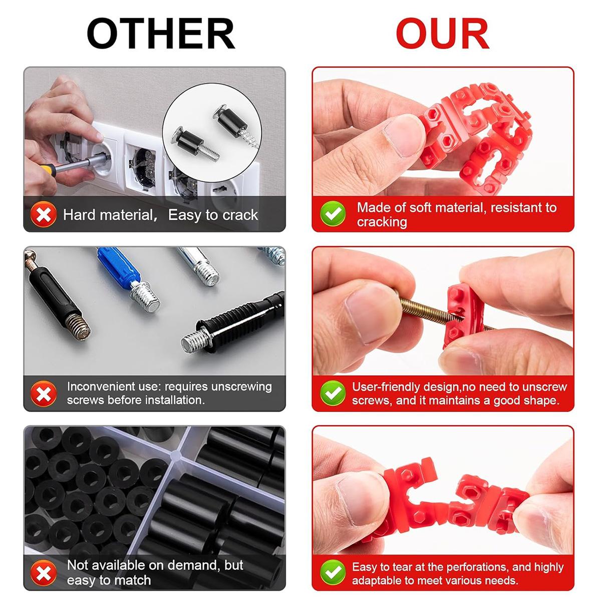 Outlet Spacers for Electrical Boxes - 24/60/120 PCS Stackable 0.8*0.8 Inches Twist-Apart Multiple Strips, Electrical Extenders for Loose Switch & Receptacle Plug Fix