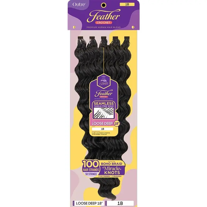 Outre Purple Pack Brazilian Human Hair Blend - Feather Crochet Loose Deep 18"