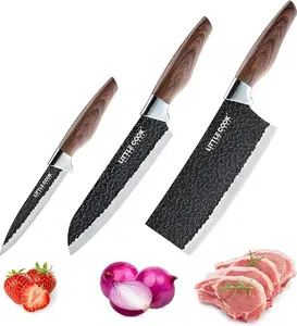 3PCS Chef Knife, Little Cook Chef Knife Set, Includes 7 inch Chef Knife,   Stainless Steel With Ergonomic Plastic Handle Block Kitchen, Kitchen Knives