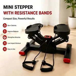 Mini Hydraulic Stepper Exercise Machine with Resistance Bands, Low-Impact Step Trainer with LCD Monitor, Adjustable Resistance Full-Body Indoor Gym Equipment (Max 330LBS) | TikShop Cyber Monday Deal