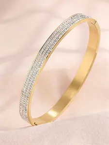 Elegant Synthetic Zircon Stainless Steel Bracelet, Unisex Trendy Bangle, All Seasons Wear, Perfect Birthday & Valentine's Gift, Elegant Jewelry Bracelet