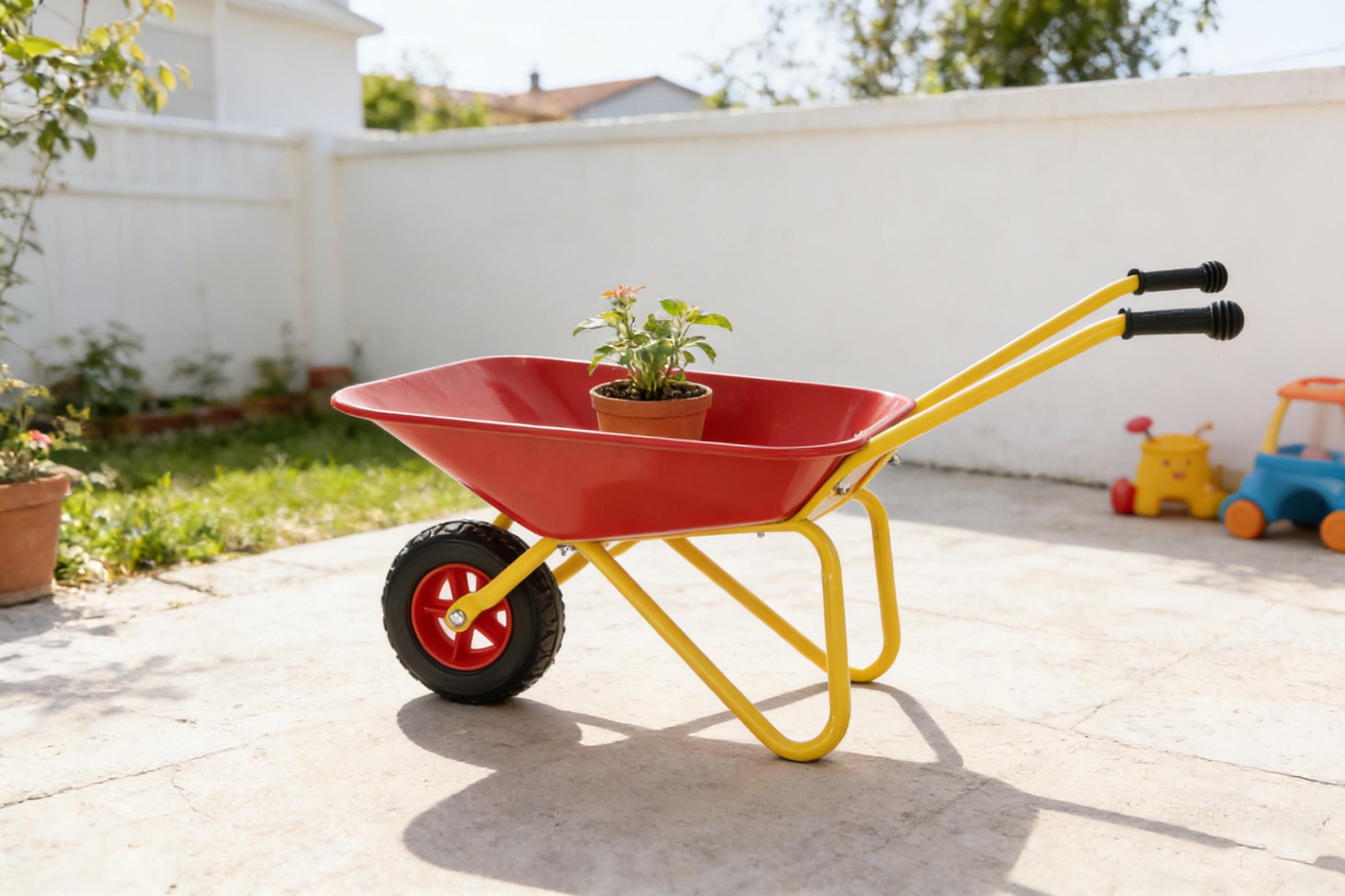 Children's metal wheelbarrow Metal Structure wheelbarrow, Steel tray for Gardens, Soil, Sand