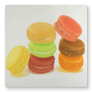212 MAIN 16x16 in. Aluminium Wall Art - Vibrant Gastronomy Orange Metal Macaron Stack Print, Artistic Decoration for Kitchen, Home Supplies