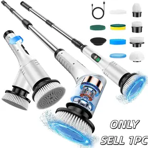 Electric rotating cleaning brush, new 2026 cordless power scrubber bathroom cleaner, IPX6 waterproof shower cleaner, equipped with 9 brush heads, retractable handle and 2 speed settings, suitable for bathtubs, floors, bedrooms, and kitchens.