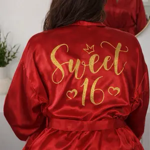 Personalized Sweet 16 Robe crown and hearts design. Send name for personalization
