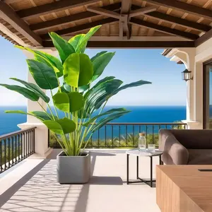 Large Realistic Paradise Bird Tree Tropical Banana Leaves Plastic Palm Plant Touch Feel Home Garden Decoration Artificial Trees Outdoor (no Pot Included)