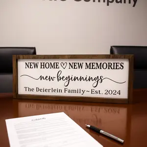 New Home Sign Personalized, New Home New Memories New Beginnings Sign, New Home Gift, Family Name Sign, Custom Wood Sign, Last Name Sign