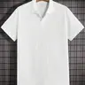 Men's Solid Jacquard Knit Polo Shirt, Regular Fit Casual Short Sleeve Collared Top for Summer, National Day Clothing, Fashion Men's Clothes for Daily Wear #GLOBAL PICKS