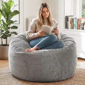 Large  Filled Bean Bag Chairs for  Teenagers Adults Living Room Gaming Relaxing 4F Machine Washable Lazy Sofa( Grey