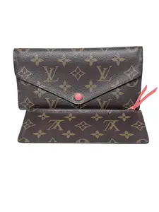 Pre-owned Louis Vuitton Canvas Continental Wallet Authentic Monogram Josephine Envelope Continental Long Wallet CCMPLV22 Brown with Gold Hardware