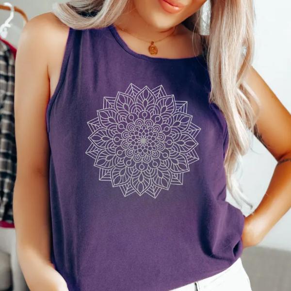 Mandala Design Womens Basic, Tank Tops For Women, Boho Tops, Shirts For Women, Meditation Tees casual sleeveless top