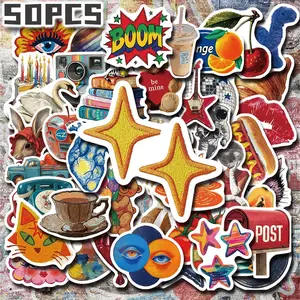 50PCS Vintage Y2K Aesthetic Stickers Pack, Retro 2000s Style Art Collage Vinyl Stickers for Laptop Water Bottle Smartphone Cellphone Phone Case Skateboard Journal Scrapbook DIY Decoration