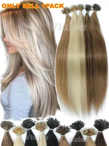 Nano Rings Hair Extensions With Beads,Micro Links Human Hair Extensions Micro Bead Pre Bonded Hair Extensions,30G,50pcs,Blonde/Brown/Black Hair Add Volume For Women/Girls,Sutiable Single&Salon, Real Hair Extensions