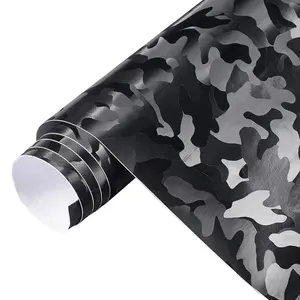 Premium Ghost Black Stealth Camouflage Car Vinyl Wrap Film With Air Release Self Adhesive DIY Motorcycle Decoration Sticker For Cars
