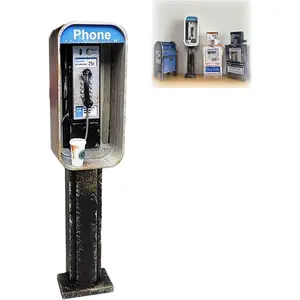 Miniature American Payphone in 1:12 Scale Mini Vintage Style Phone Booth Mailbox Model Decoration Suitable for Collection and Scene Building Mini Dollhouse Furniture Accessories (Payphone)