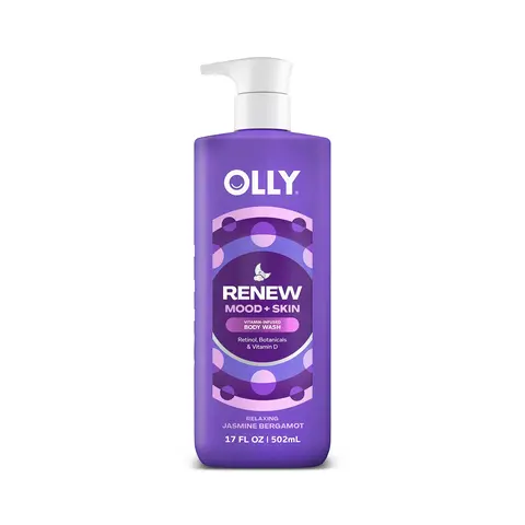 Olly Renew Mood + Skin Jasmine-Infused Gel Body Wash Cleanser with Vitamin D for Smoother Skin