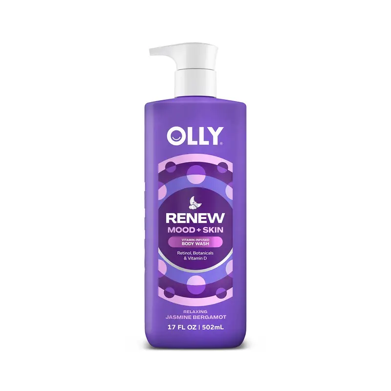 Olly Renew Mood + Skin Jasmine-Infused Gel Body Wash Cleanser with Vitamin D for Smoother Skin