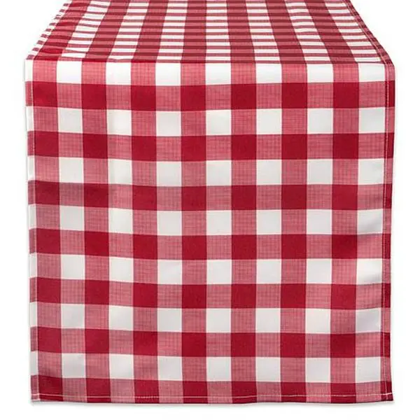 Design Imports 14" x 108" Red Check Outdoor Table Runner