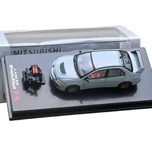 1:64 scale Mitsubishi Lancer Evo IX gray with engine diecast