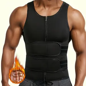 Men Neoprene Sauna Zipper Waist Trainer Vest Tank Top Trimmer Body Shaper Suit Zipper Neoprene Workout Vest