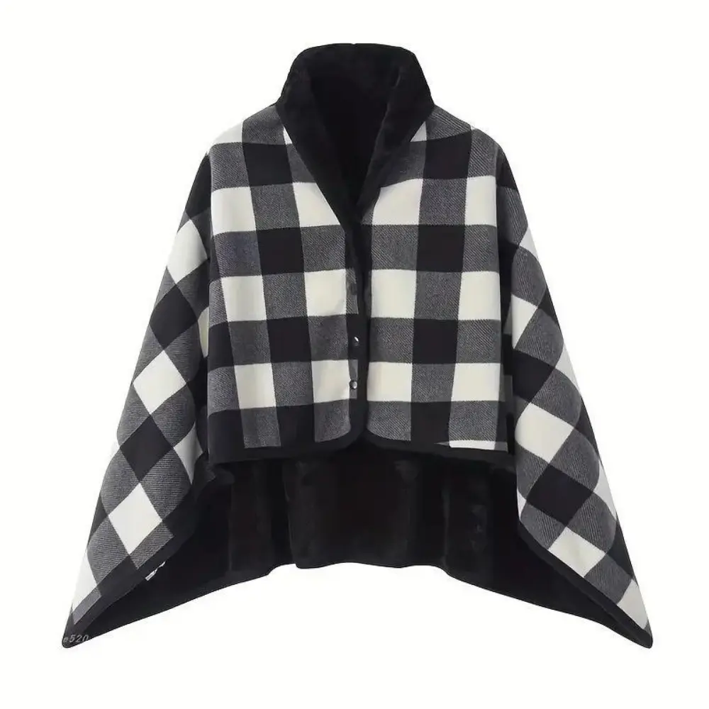 Wearable Polar Fleece Shawl with Button Closure - Soft Plush Sleeveless Cape, Cozy Blanket Throw, Cold-Weather Body Warmer, Contemporary Fashion Accessory for Home, Office