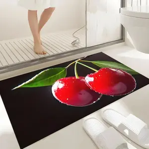 1pc Cherry-shaped bathroom anti-slip mat, super-absorbent, quick-drying, soft diatomite shower rug, suitable for entrances, bathrooms, kitchens, cafes, bars - ideal gift, bathroom rug