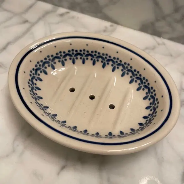 Hand-painted Polish Floral Ceramic Soap Dish - Vine