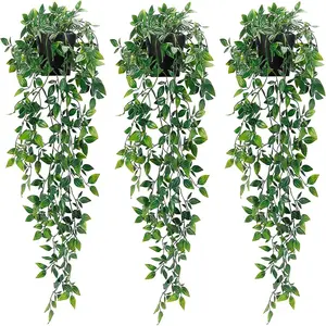 Kirifly Artificial Indoor Plants Hanging Willow Leaves Decorative Set of 3, Perfect for Home Bathroom Farmhouse Room Shelves