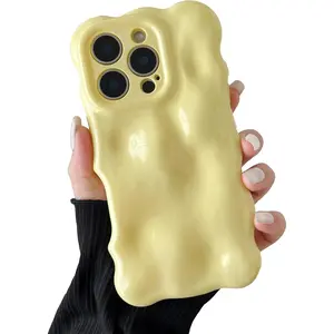 Phone case for iPhone 17 16 15 14 13 12 11 Pro Max plus 16e Case  Cute Wave Pattern Aesthetic ,cute phone cases for Men Women Girls,3D Curly Wavy Shape Plating Glitter Bling Women Girls Soft Bumper Silicone Shockproof Cover