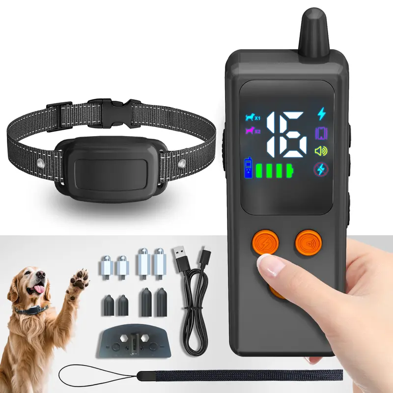 5000FT Dog Training Collar with Remote, IPX7 Waterproof Shock Collar for Small, Medium, and Large Dogs, Beep, Vibration, Shock, and No-Shock Modes, Adjustable, Quick Charge, Long Battery Life