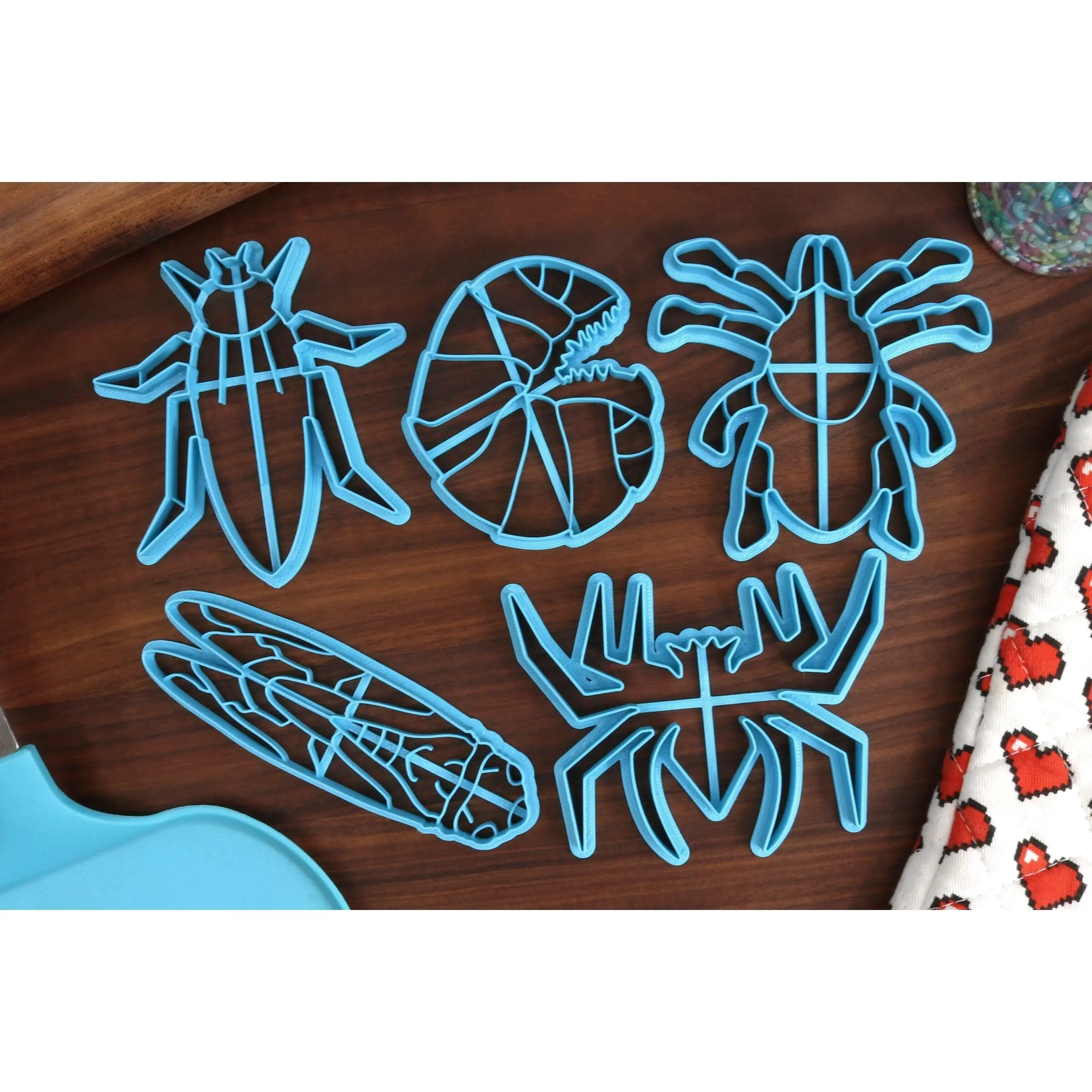 Insect Cookie Cutters - Big Roach, Creepy Spider, Noisy Cicada, Roly Poly, Tiny Tick