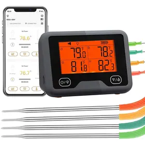 and WiFi Meat Thermometer IBBQ-4BW,   Grill Thermometer, 4 Color Probes | Mobile Notification, High/Low Timer, Rechargeable Digital  Thermometer for  Oven Kitchen