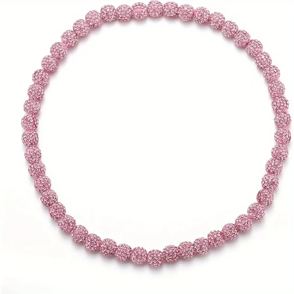 Pink Baseball Beaded Chain Necklace for Men – Stylish Bohemian Design, Perfect Gift for Baseball Fans, Team Lovers & Boys, Ice Collection Discoball Accessory, Team Lover Accessory | Sporty Chic Accessory | Elegant Design, Baseball Accessories