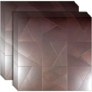 Peel and Stick Metal Backsplash Tiles, Self Adhesive  Mosaic  Wall Sticker for Kitchen (Frosted Dark Red, 10)