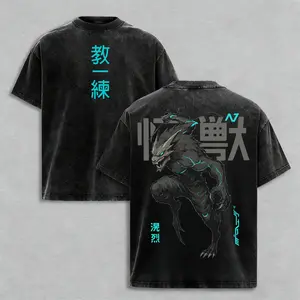 Kaiju No. 8 Anime Graphic Tee, Vintage Washed Oversized Dark Streetwear T-Shirt, Soft Cotton Unisex Menswear Top - Lemon Demon, Sade, Soulja Boy Outfit, Truck Fit, Gorlock Destroyer, Amiri-Style Gift Apparel