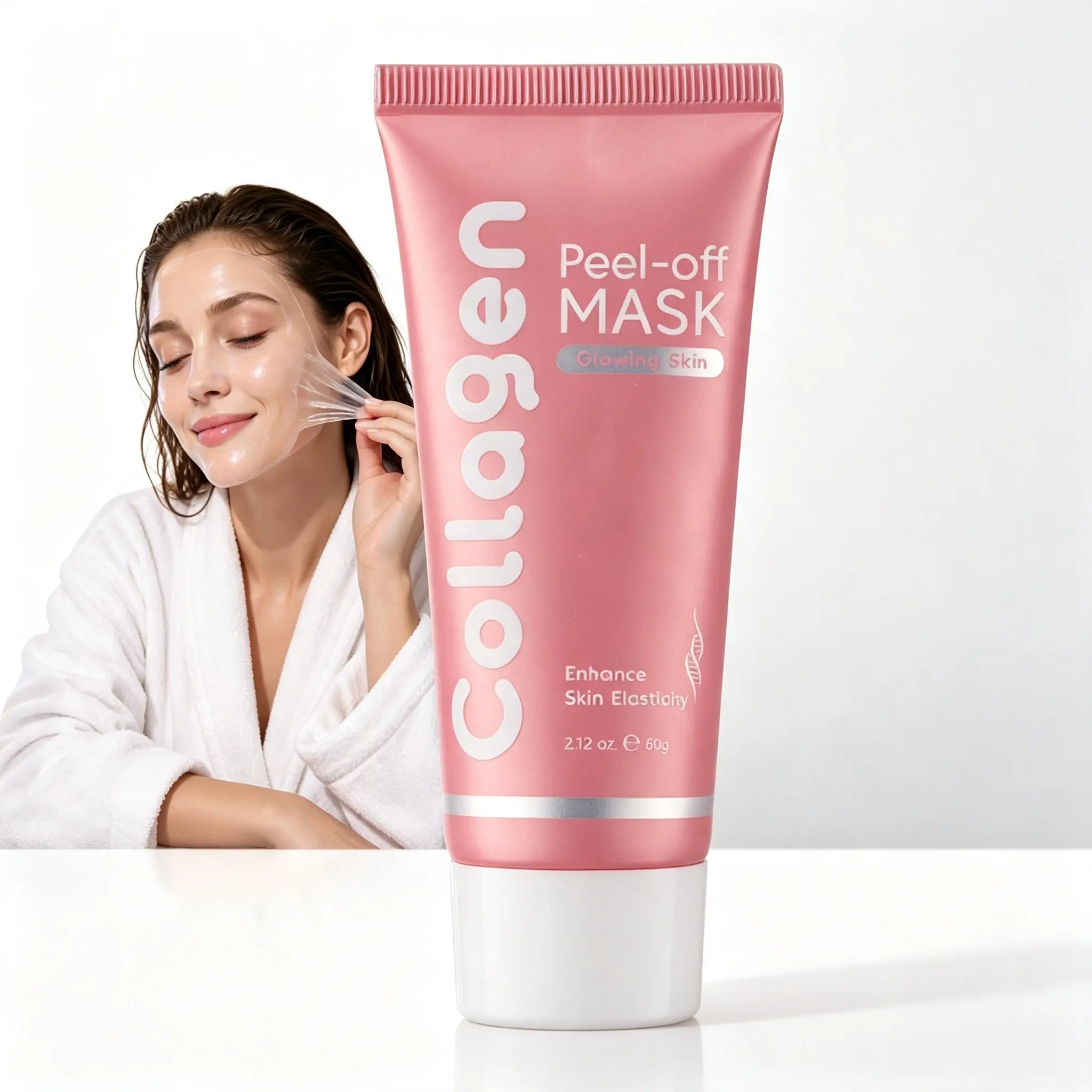 Hydrating Peel Off Facial Mask, Collagen Face Mask with Niacinamide, Ceramide, Sodium Hyaluronate & Glycerin, Gentle Pore Care for Soft Smooth Skin, Easy Peel Formula, 60g