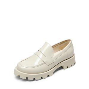 DREAM PAIRS Women's Lug-Sole Platform Heeled Loafers - Slip-On Shoes for Women, Chunky Non-Collapse Heel, Leather Look, Cushioned Insole, Comfortable Loafers, Non Slip Shoes for Work