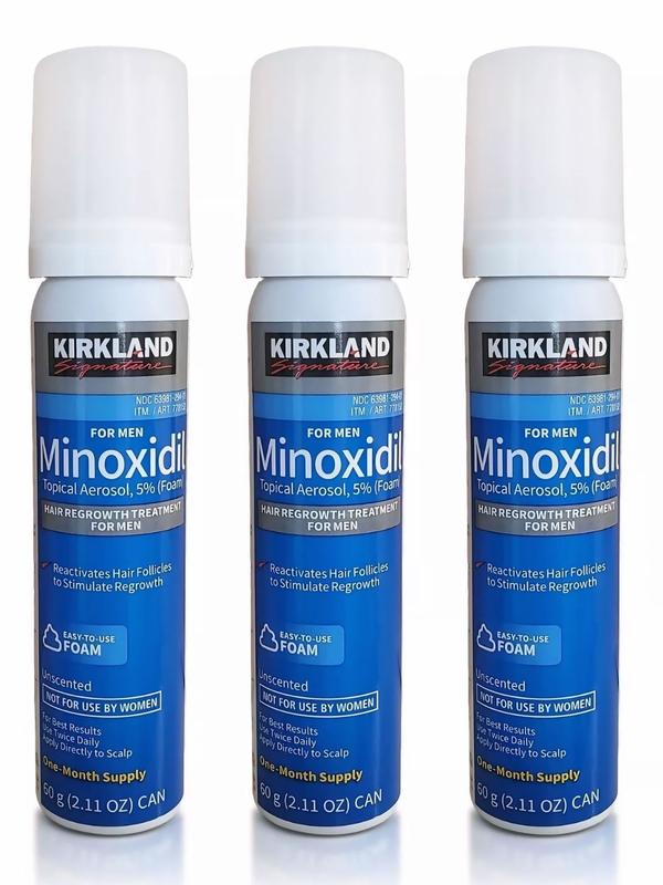 KIrkland Signature Minoxidil Foam, Hair Regrowth Treatment For Men, Unscented, 1 to 6 Months Supply Comfort