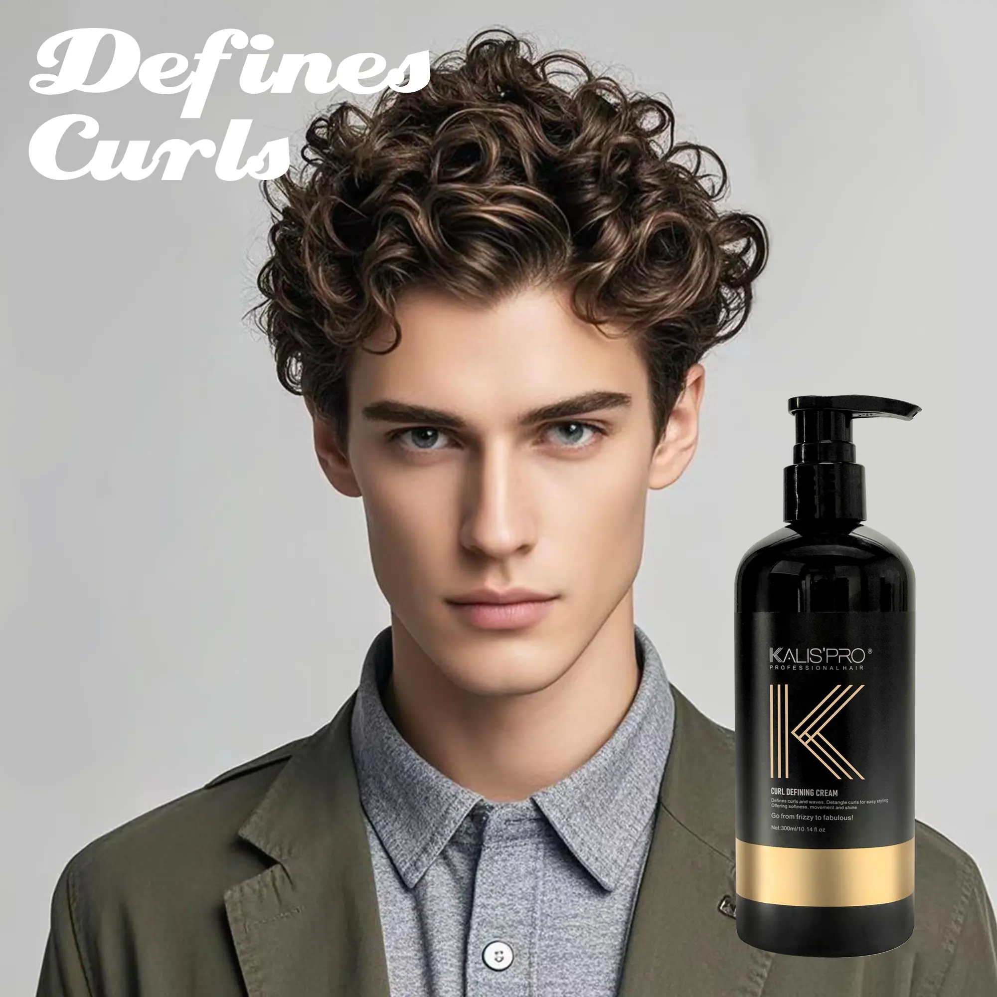 Kalispro 10.14oz Shiny and Bouncy Curls Curling Cream - Lightweight Hold, Frizz Control, Moisturizing, Hydrating Formula, Radiant Curls Haircare Curly Moisturizer, No Sticky Residue