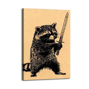 Funny Raccoon Poster Canvas Wall Art Home Decorative Prints Fade-Resistant Canvas Print Various Size for Home Gym Office Wall Decor