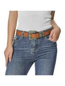 Bohemian Western Denim Retro Turquoise Belt European and American Foreign Trade Bead Carved Ladies Decorative Belt