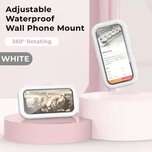 Adjustable Waterproof Wall Phone Mount White 360° Rotating Anti-fog Sensitive Touch Screen Compatible with Most Smartphones No Warranty