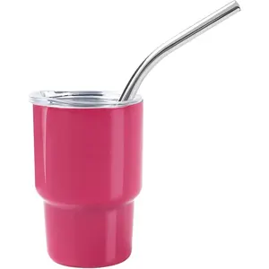 3oz Mini Tumbler Shot Glass with Straw and Lid, Small Cute Stainless Steel  Cup Colorful Shot Glasses Set for Wedding Party   Bar Outdoor Camping Travel (Rose )