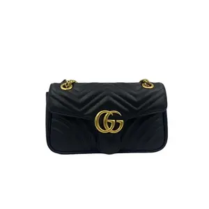 Pre-owned GUCCI france Crossbody Bags black and gold medium Marmont 26 heart shaped chain bag hz45932