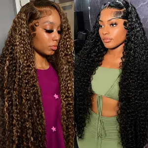 [Combo Deep sale 28"&22"] buy 1 get 2 wig" 2Pcs 13x4 HD Lace Front Human Hair Wigs, Deep Wave Wig + 427/99j Deep Wave Wig, Pre Plucked Transparent Lace, 180 Density Wigs for Black Women