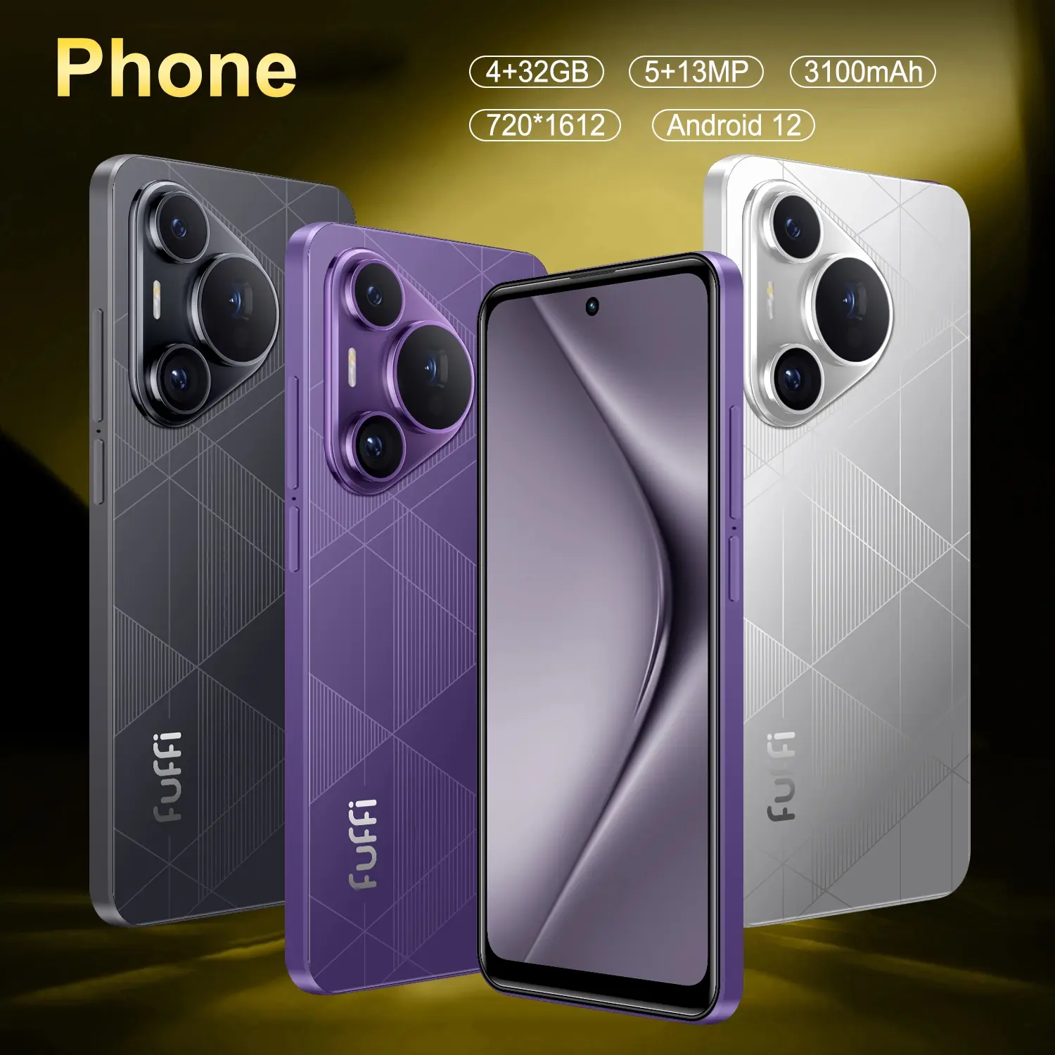 Fuffi Smartphone, Cellphone, Fingerprint Unlock, 6.56-Inch Display